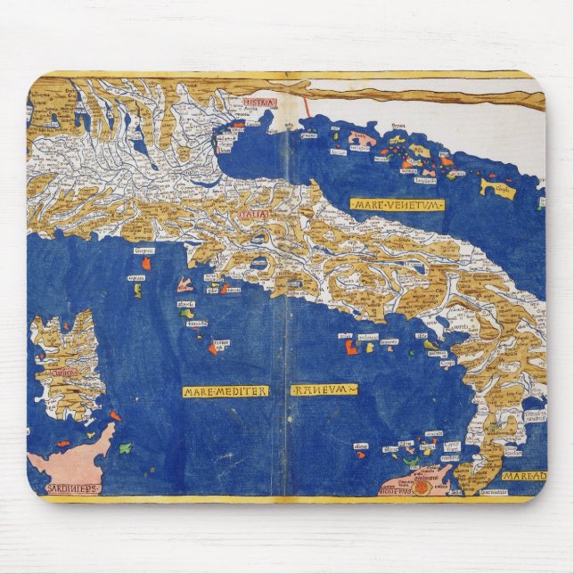 Ptolemaic Map of Italy, 1482 (coloured litho) Mouse Pad (Front)