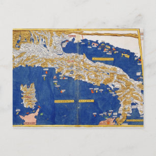 Ptolemaic Map of Italy, 1482 (coloured litho) Postcard