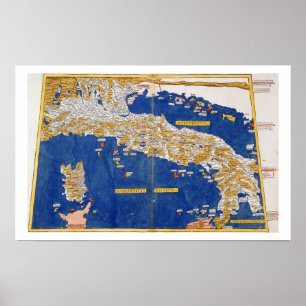 Ptolemaic Map of Italy, 1482 (coloured litho) Poster
