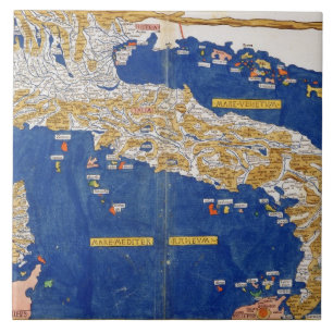 Ptolemaic Map of Italy, 1482 (coloured litho) Tile