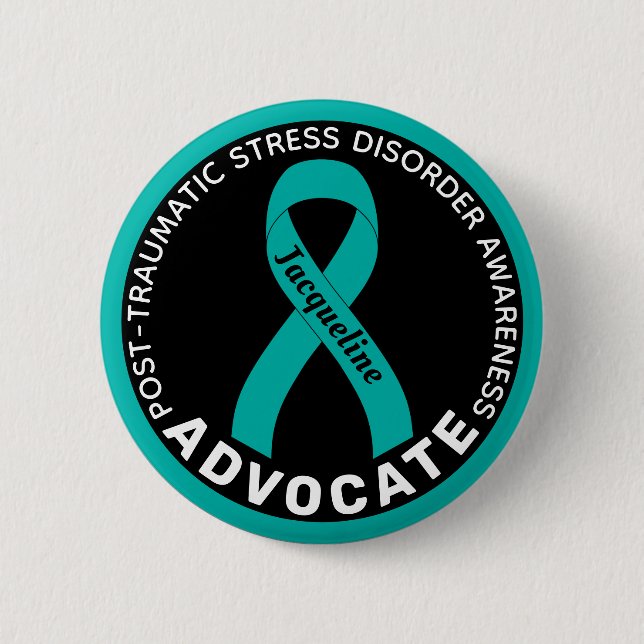 PTSD Awareness Advocate Black Button (Front)