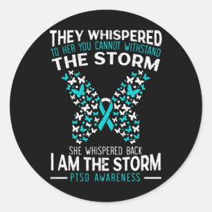 Ptsd Awareness Butterfly Posttraumatic Stress Diso Classic Round Sticker