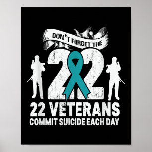 Ptsd Awareness Dont Forget The 22 Veterans Teal Ri Poster