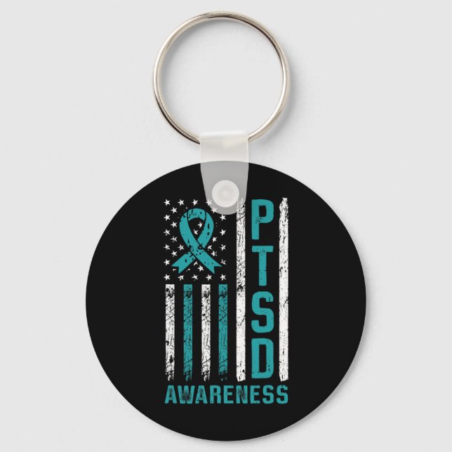 Ptsd Awareness Flag Post Traumatic Stress Disorder Key Ring (Front)