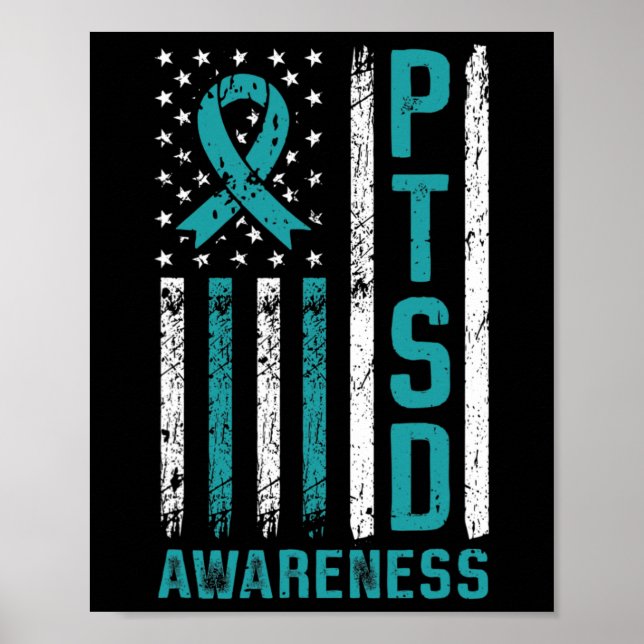 Ptsd Awareness Flag Post Traumatic Stress Disorder Poster (Front)