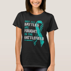 Ptsd Awareness Not All Battles Teal Ribbon Mental T-Shirt