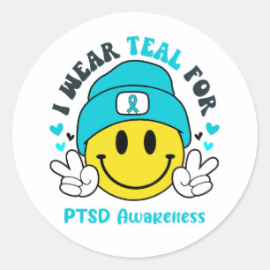 PTSD Awareness Ribbon Support Gifts Classic Round Sticker
