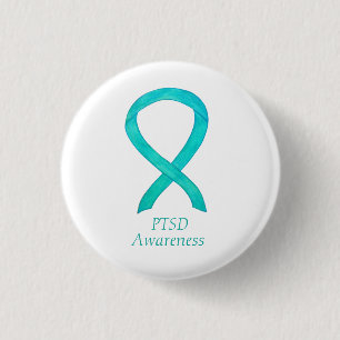 PTSD Awareness Ribbon Teal Custom Art Pins