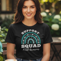 PTSD Awareness Support Squad Teal Rainbow Ribbon