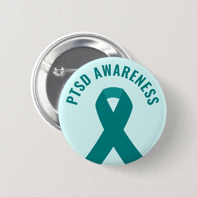 PTSD Awareness Teal Ribbon 6 Cm Round Badge (Front & Back)