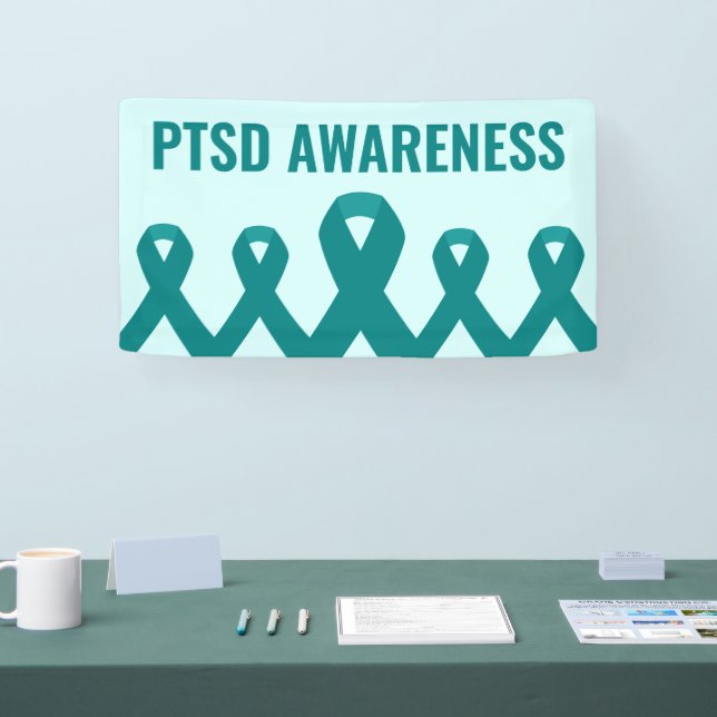 PTSD Awareness Teal Ribbon Banner (Tradeshow)