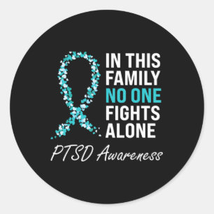 PTSD Awareness Teal Ribbon  Classic Round Sticker