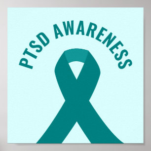 PTSD Awareness Teal Ribbon Poster