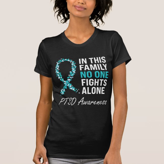PTSD Awareness Teal Ribbon  T-Shirt (Front)