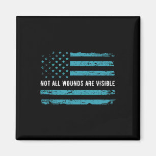 Ptsd Awareness Us Flag In Teal Colour T Warrior Gi Magnet