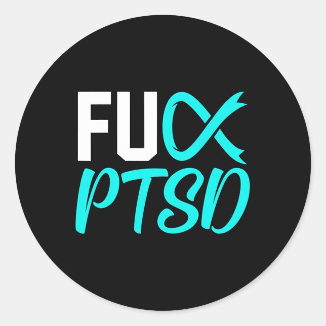Ptsd Post Traumatic Stress Disorder Awareness Ribb Classic Round Sticker (Front)