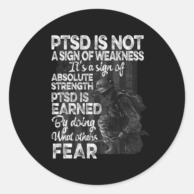 Ptsd Post-traumatic Stress Disorder Strength Aware Classic Round Sticker (Front)
