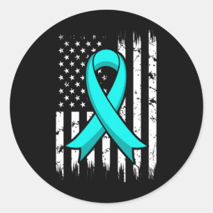 Ptsd Stress Awareness Ribbon With Usa Flag Graphic Classic Round Sticker