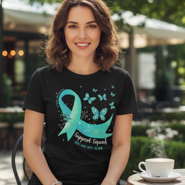 PTSD Support Squad Teal Ribbon Butterflies Tri-Blend Shirt (Creator Uploaded)