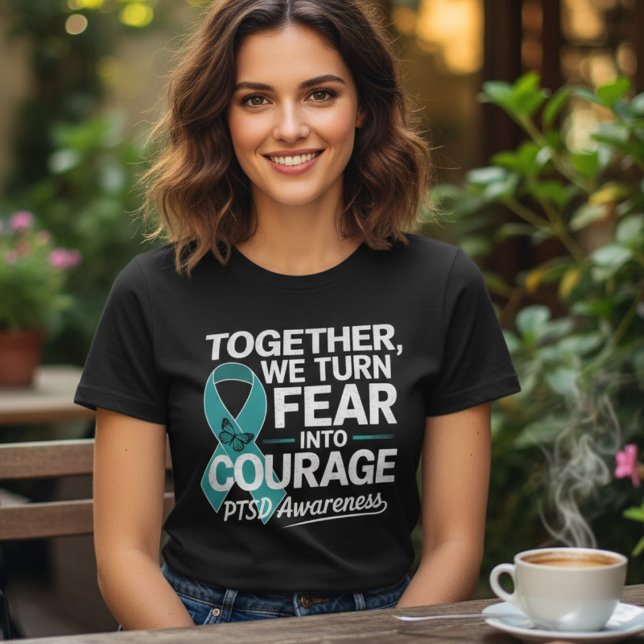 PTSD Support Squad Teal Ribbon Butterfly Tri-Blend Shirt (Creator Uploaded)