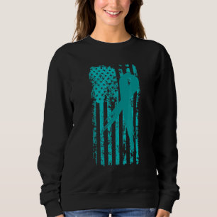 PTSD Teal Ribbon Distressed US Flag Cool Raising A Sweatshirt