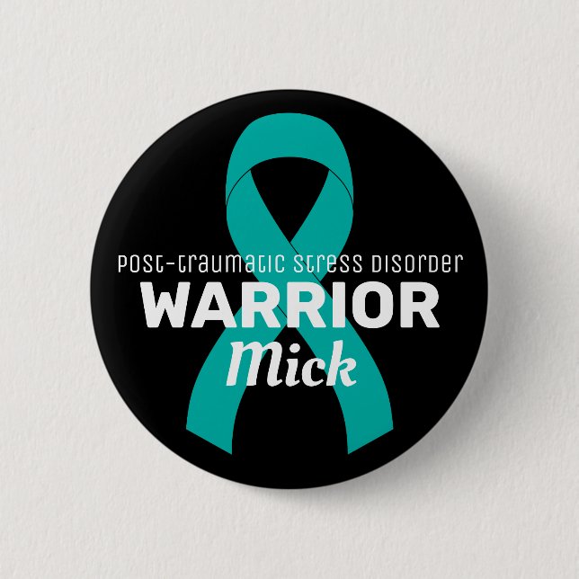 PTSD Warrior Black Button (Front)