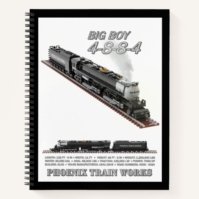 PTW Big Boy Locomotive College-Lined Notebook (Front)