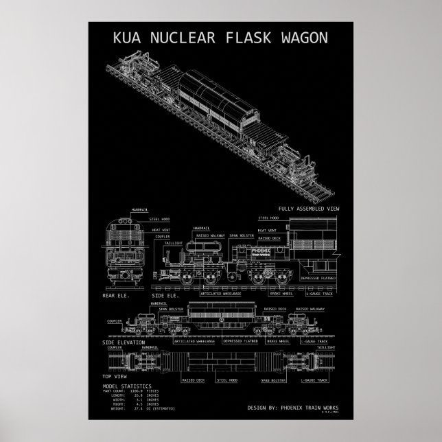 PTW KUA Nuclear Flask Train Wagon "Blueprint" Poster (Front)