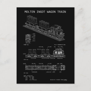 PTW Molten Ingot Train "Blueprint" Postcard