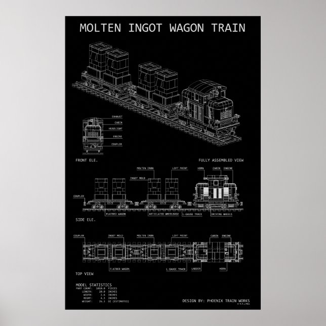 PTW Molten Ingot Train "Blueprint" Poster (Front)
