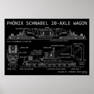 PTW Small Size Schnabel Train Wagon "Blueprint" Poster