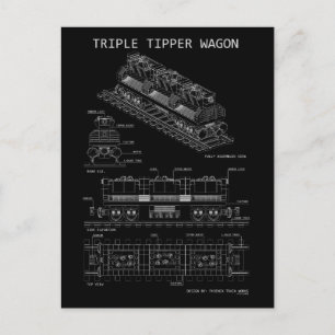PTW Triple Tipper Wagon "Blueprint"  Postcard
