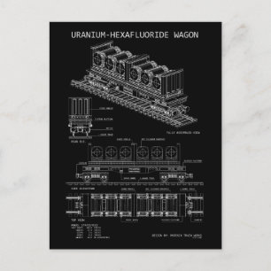 PTW Uranium Hexafluoride Wagon "Blueprint" Postcard