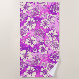 Pua Aloha Hawaiian Heart Shaped Hibiscus Pink Beach Towel
