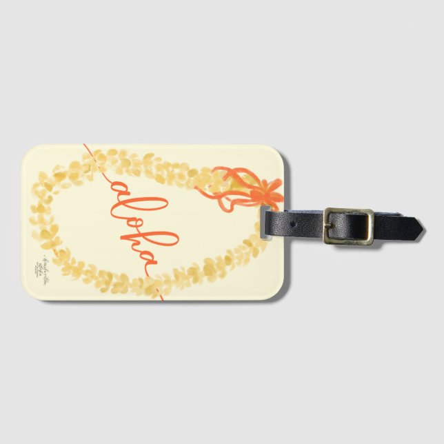 Puakenikeni Lei Aloha Hawaii Bag Tag (Front Horizontal)