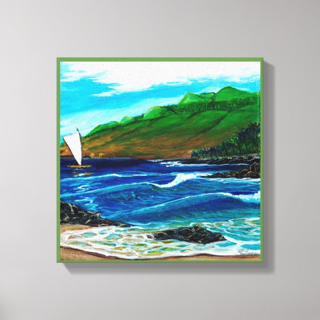 Puako Coast Canoe Canvas Print (Front)