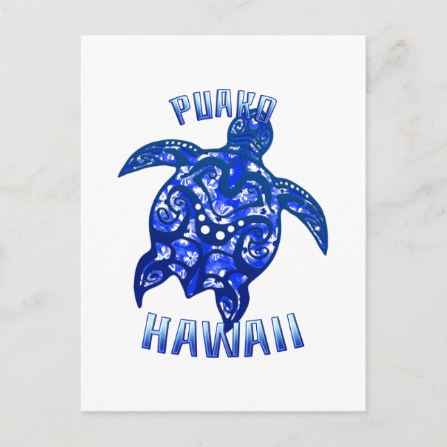 Puako Hawaii Vacation Tribal Turtle Postcard (Front)