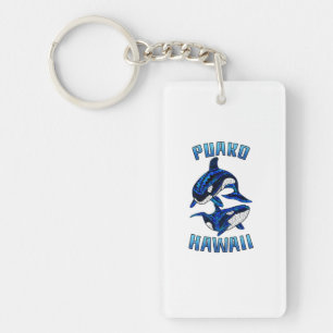 Puako Hawaii Vacation Tribal Whale Orcas Key Ring