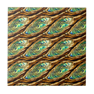 Puau shell gold blue green shine pattern chic tile