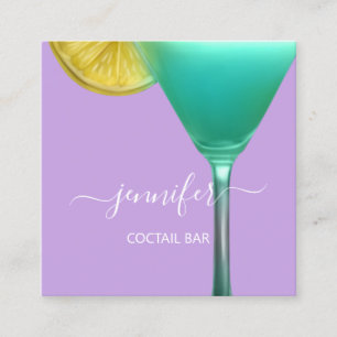 Pub Coctail Wine Bar Drink Pink Professional Square Business Card
