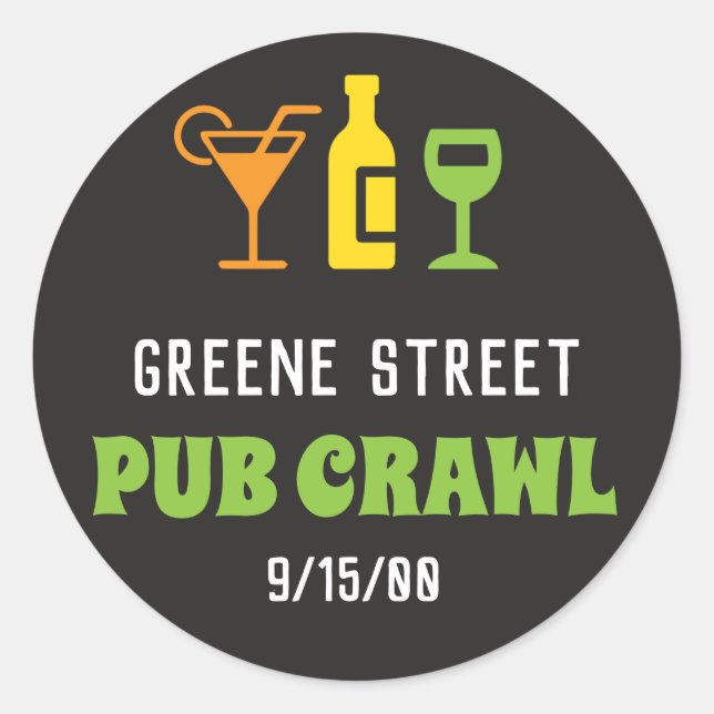 Pub Crawl or Bar Crawl event admission Classic Round Sticker (Front)