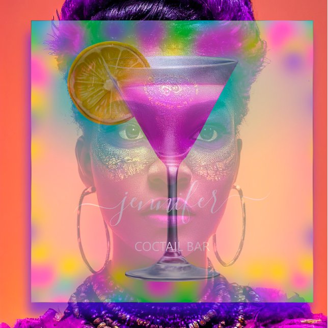 Pub Drinks Bar Restaurant Coctail Logo Pinky Square Business Card (Le coste sono generalmente alte e rocciose, particolarmente frastagliate e con profondi fiordi speci)