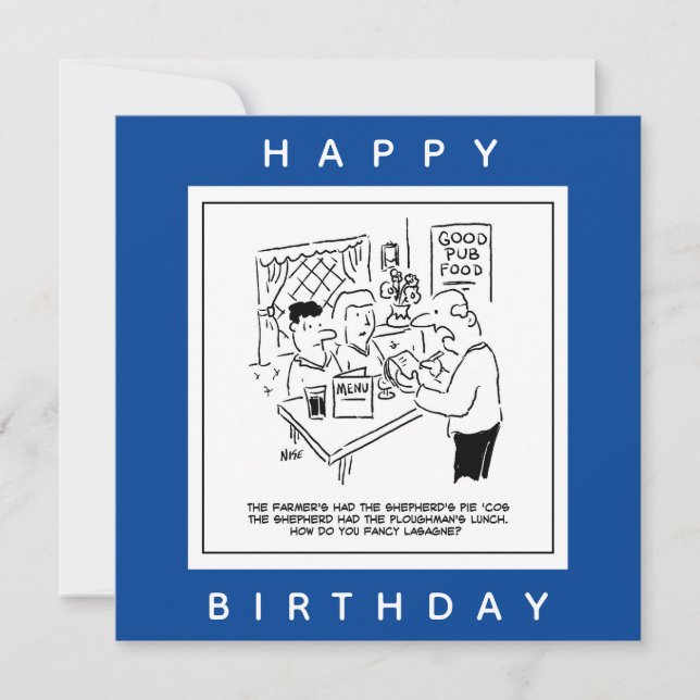 Pub Meals and Pub Menu Cartoon (Front)