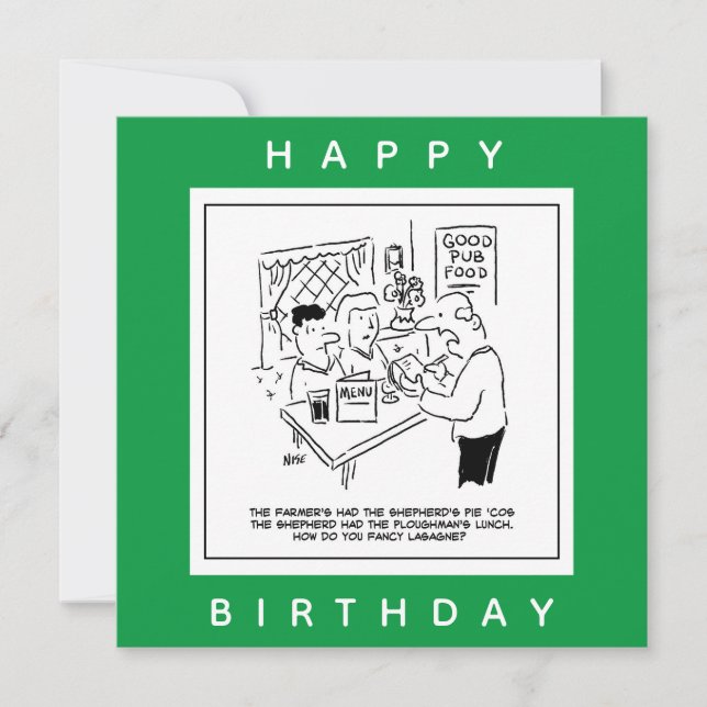 Pub Meals and Pub Menu Cartoon (Front)