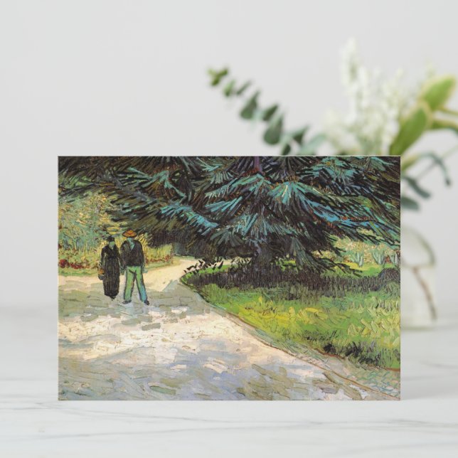 Public Garden with Couple by Vincent van Gogh Invitation (Standing Front)