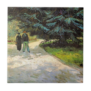 Public Garden with Couple by Vincent van Gogh Tile