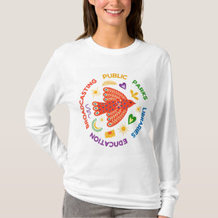 Public Good Bird – Colorful Libraries, Parks & Edu T-Shirt