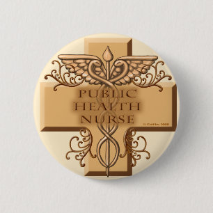 Public Health Nurse Caduceus 6 Cm Round Badge