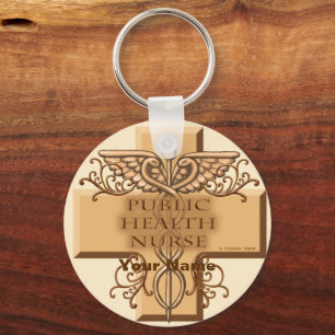 Public Health Nurse Caduceus Key Ring