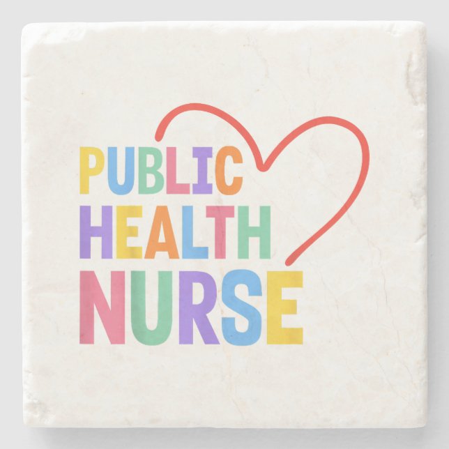 Public Health Nurse Heart Stone Coaster (Front)